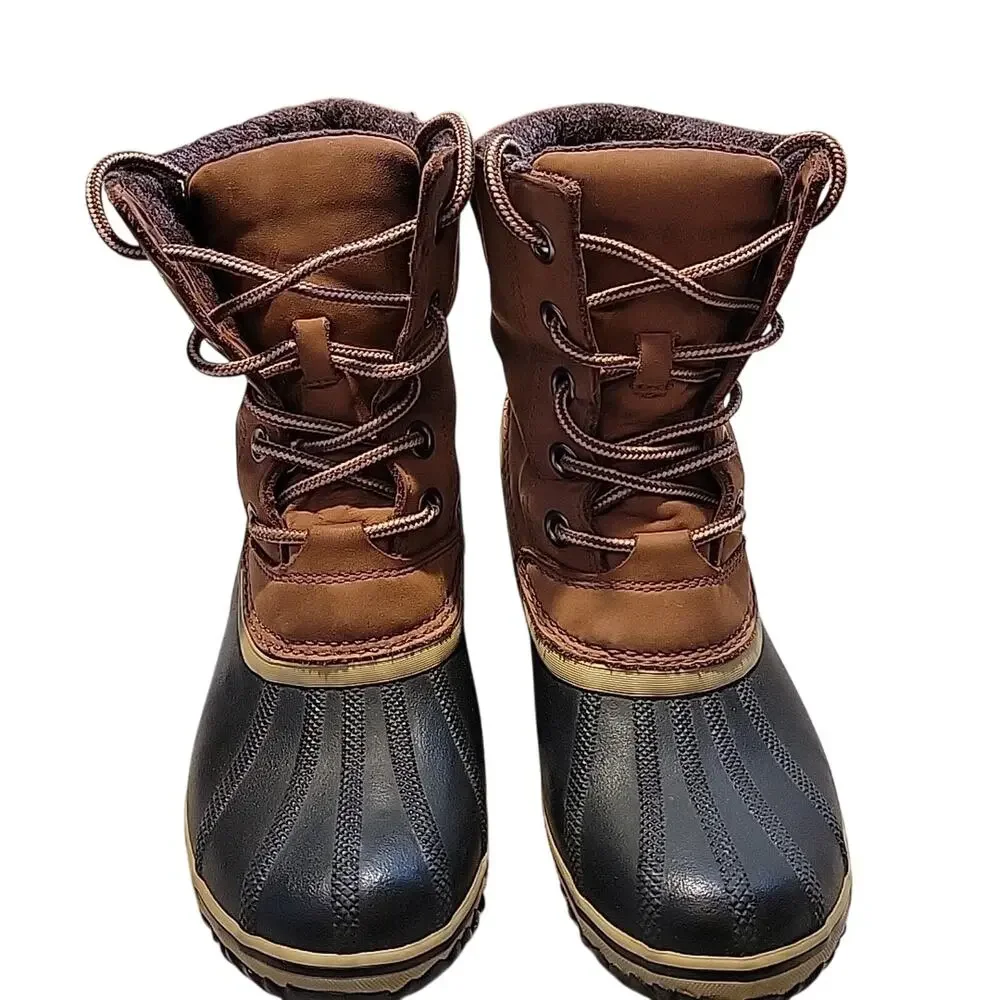Sorel Caribou Winter Duck Boots Men's 9 Black & Brown Waterproof *REHAB* Heel